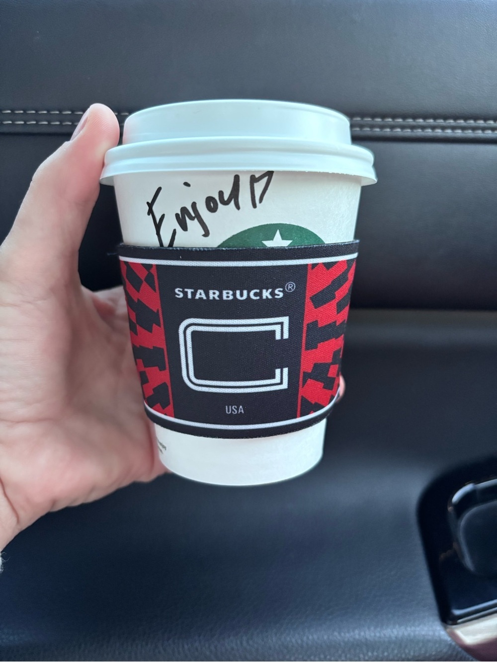 limited-edition Starbucks reusable cup sleeve USA soccer captain armband design